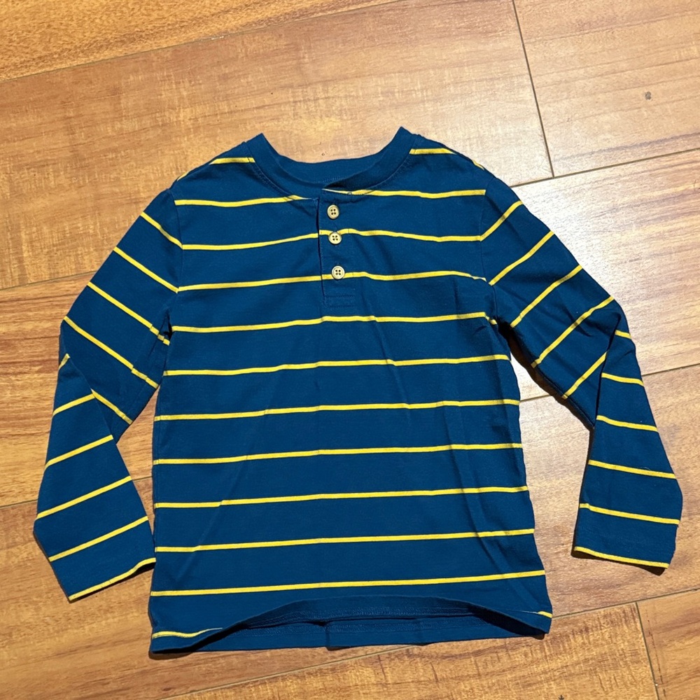 Jumping Beans Navy and Yellow Striped Long Sleeve Tee